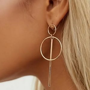 NEW Gold Geo Circle Drop Dangle Earrings